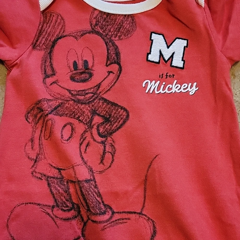 Disney Baby M is for Mickey Onesie 3 Months Red White Black